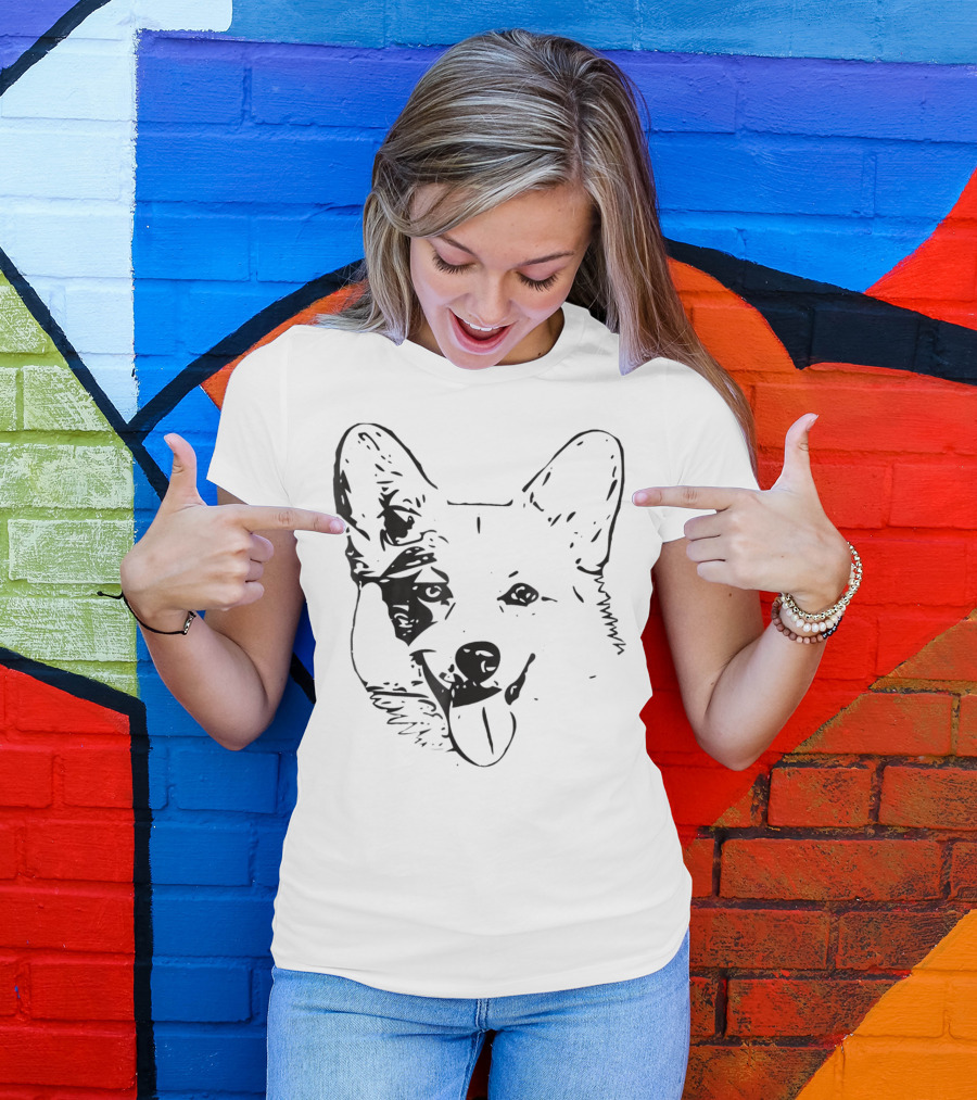 Corgi Face Dog Mom Or Dad Black T-Shirt