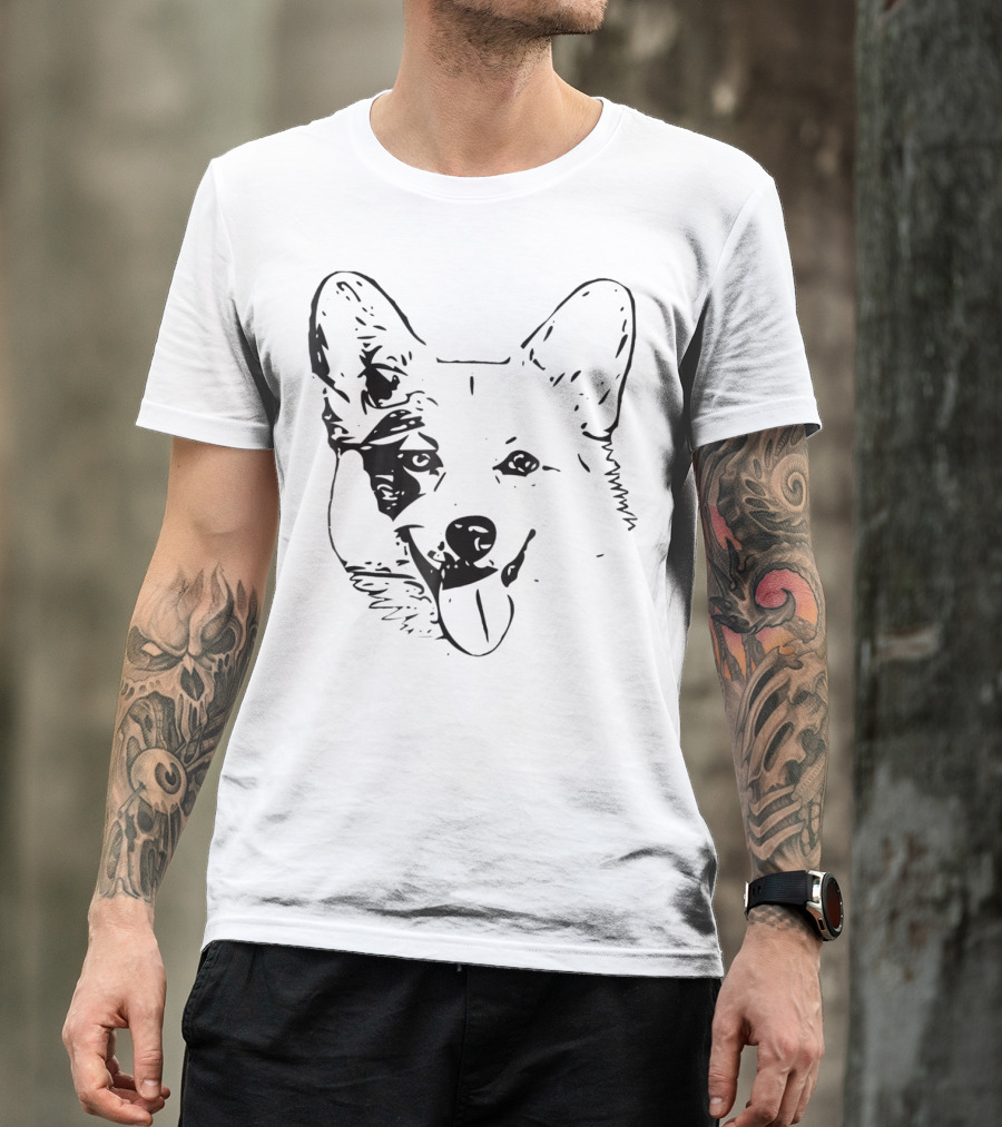 Corgi Face Dog Mom Or Dad Black T-Shirt