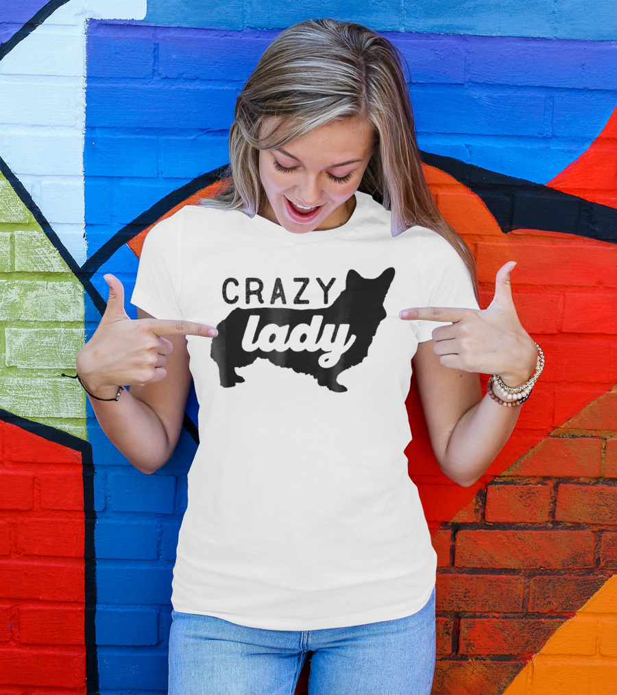 Crazy Corgi Lady Dog Mom Mama Corgi Lover T-Shirt