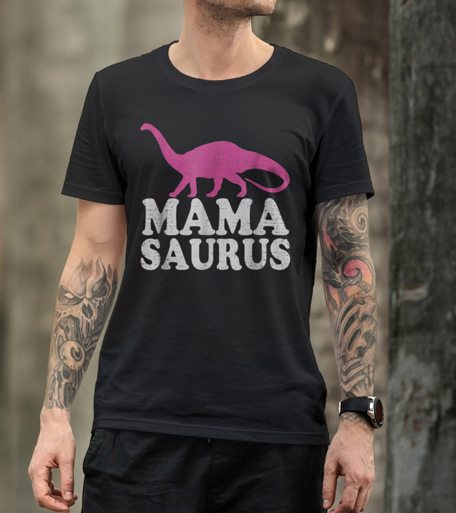 MAMASAURUS Cute Brontosaurus Dinosaur T-Shirt