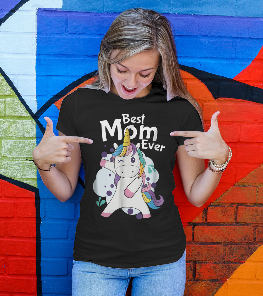 Best Mom Ever Cute Dancing Rainbow Unicorn T-Shirt
