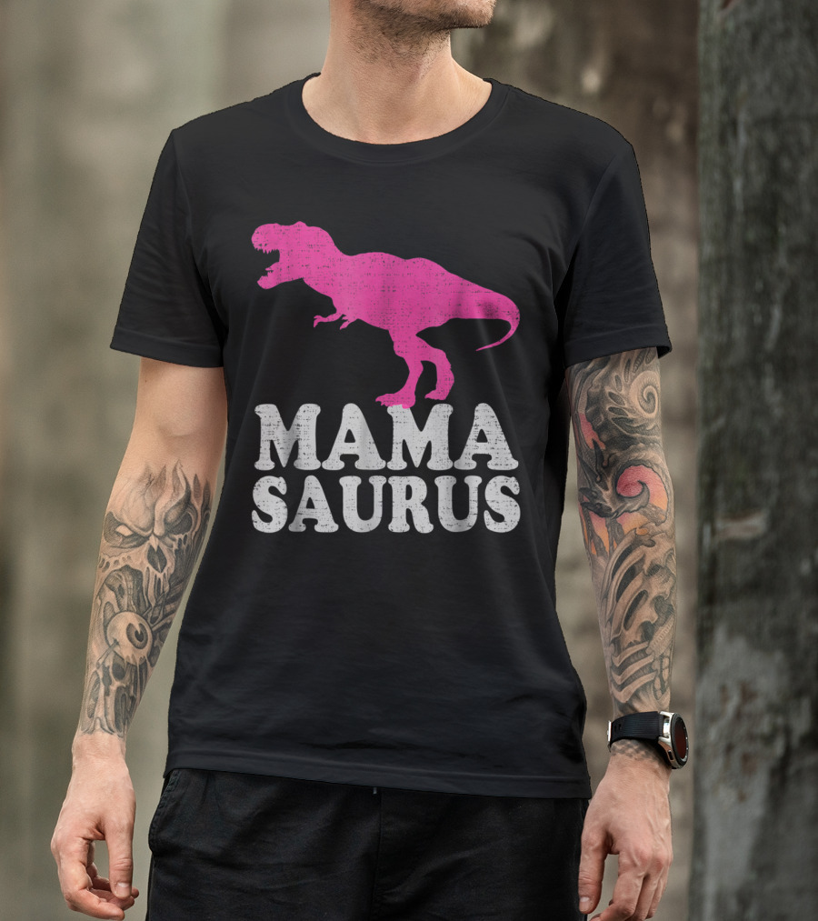 MAMASAURUS Pink TRex Dinosaur T-Shirt