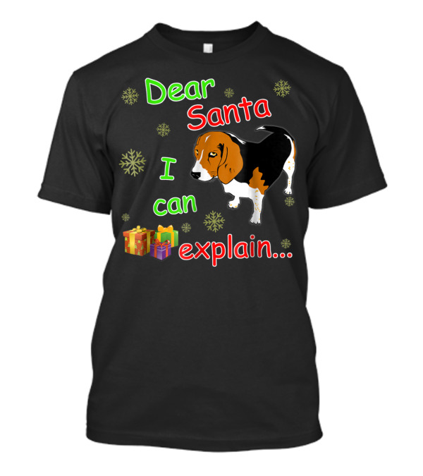 Dear Santa I Can Explain Beagle With Gifts And Snowflakes T-Shirt