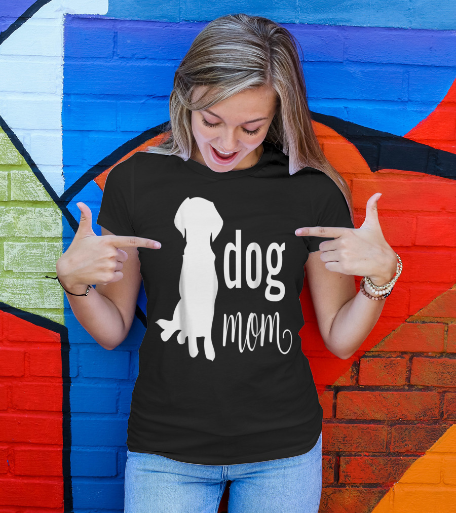 Dog Mom Silhouette White Dog Mom T-Shirt