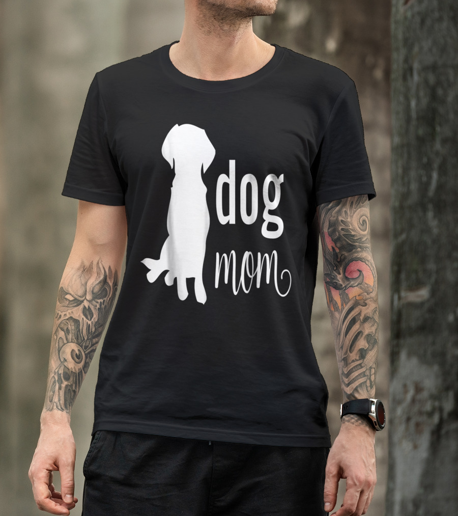 Dog Mom Silhouette White Dog Mom T-Shirt