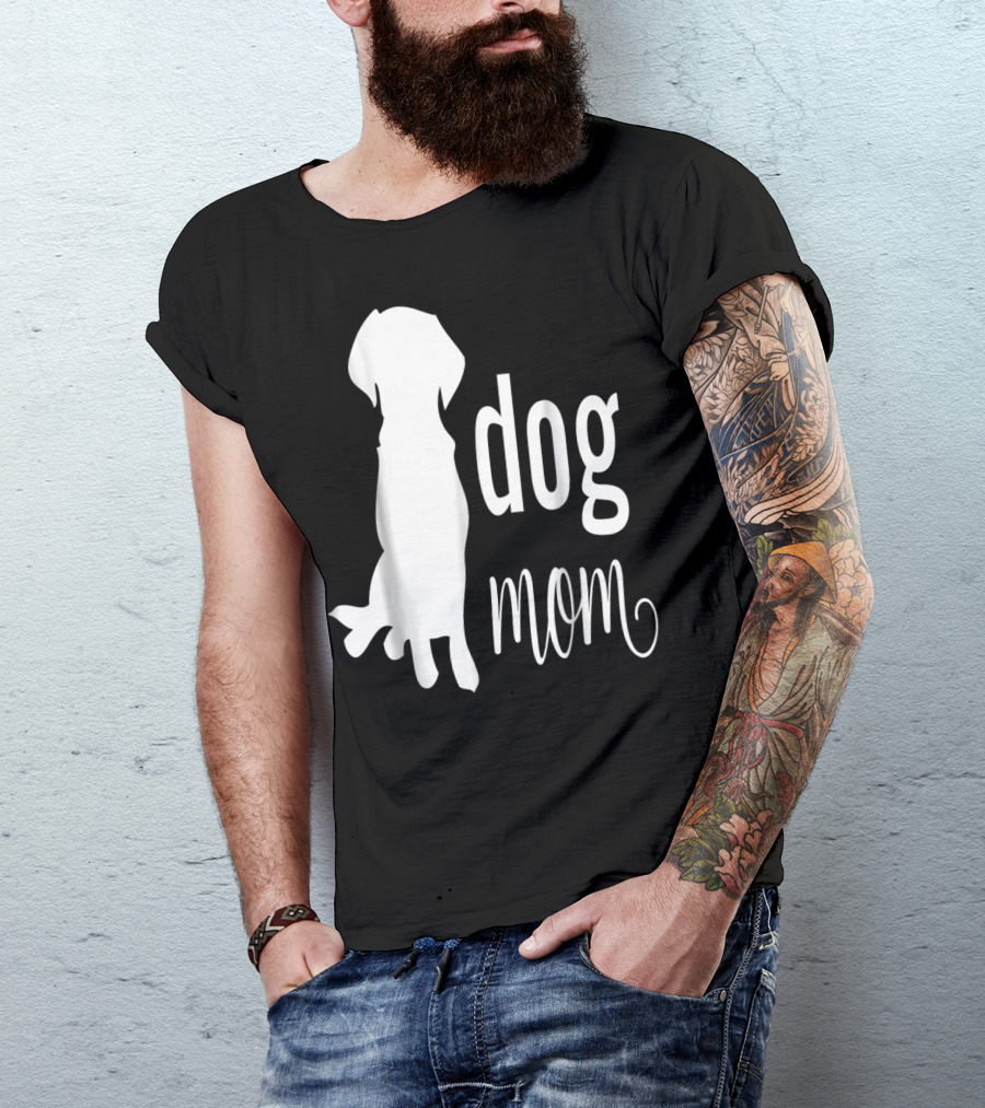 Dog Mom Silhouette White Dog Mom T-Shirt