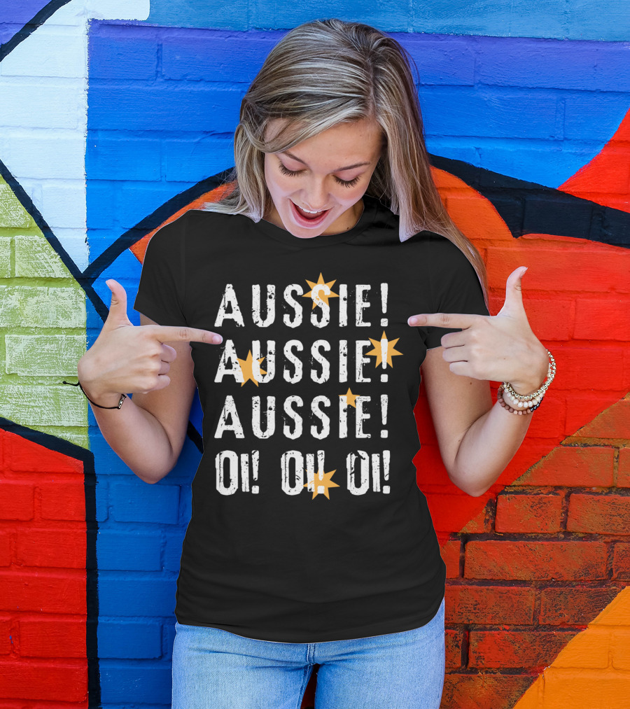 Aussie Aussie Aussie Oi Oi Oi Chant With Southern Cross Stars T-Shirt