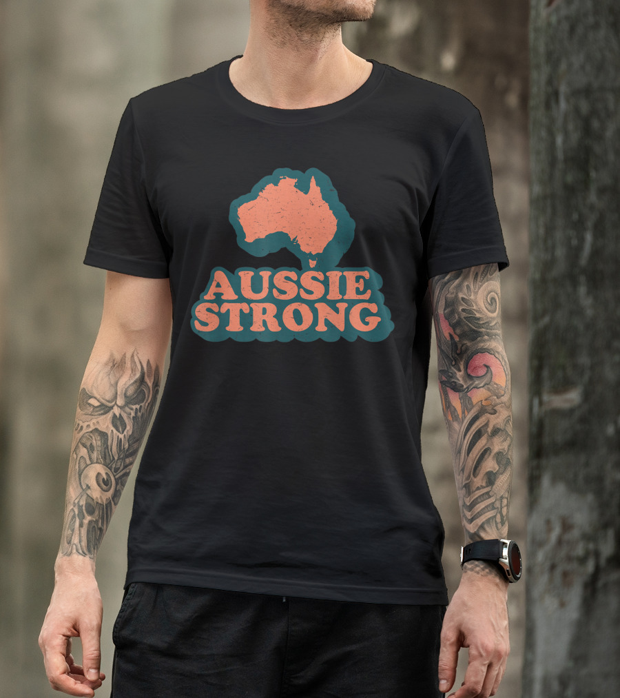 Aussie Strong Retro Support Australia Map T-Shirt