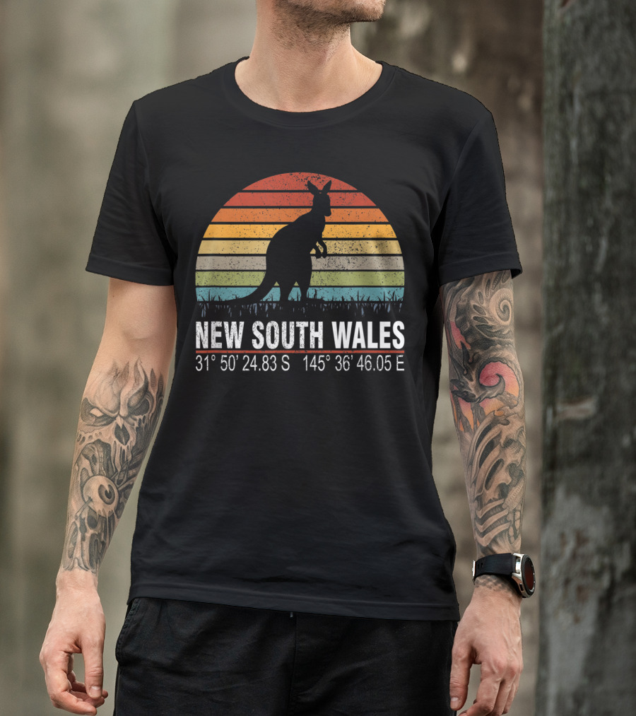 New South Wales Kangaroo Vintage Distressed Coordinates T-Shirt