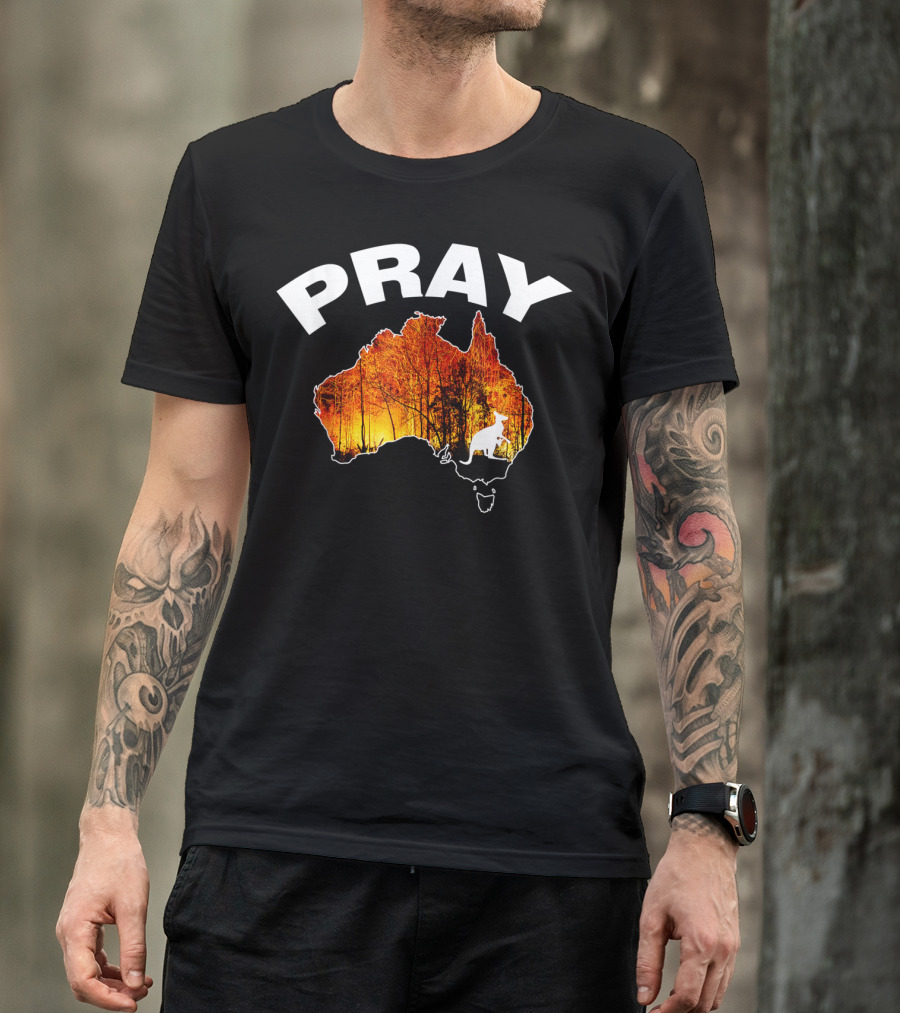 Pray Australia Bush Fire Awareness Kangaroo T-Shirt