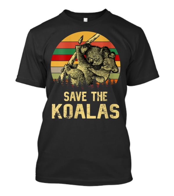 Save The Koalas Vintage Animal Sunset Stripe Forest T-Shirt