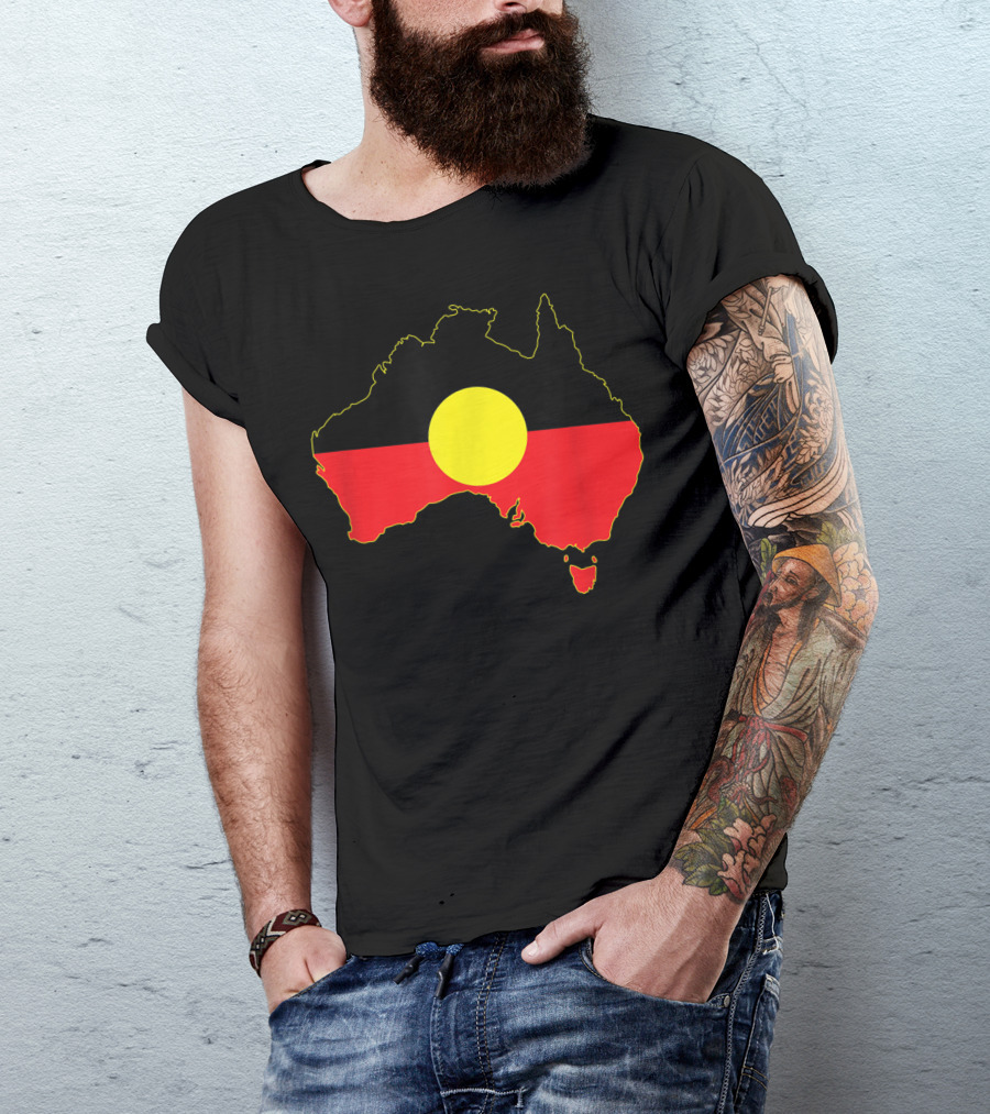 Aboriginal Flag Incorporated Map Of Australia T-Shirt