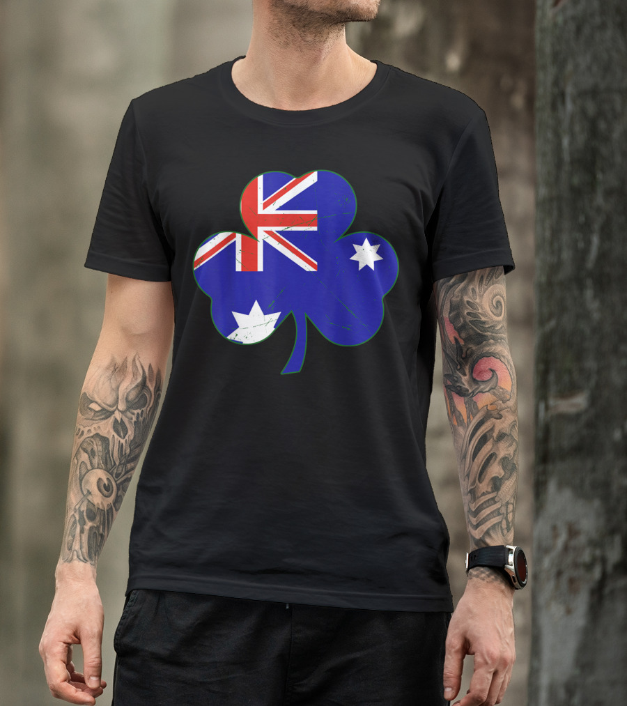 Australia Flag Irish Shamrock Emblem T-Shirt