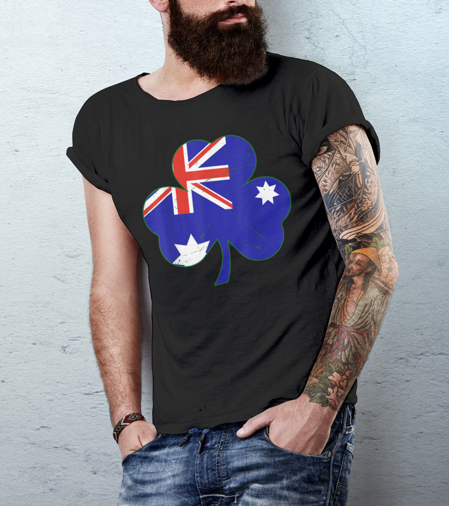Australia Flag Irish Shamrock Emblem T-Shirt