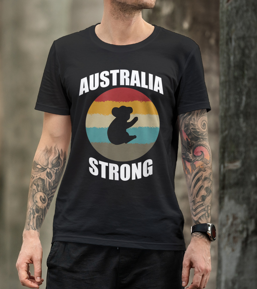 Australia Strong Koala Bear Retro Circle T-Shirt