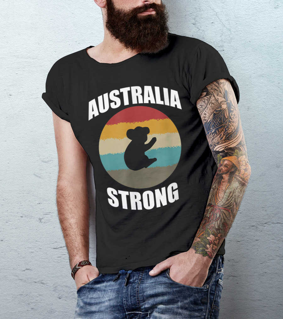 Australia Strong Koala Bear Retro Circle T-Shirt