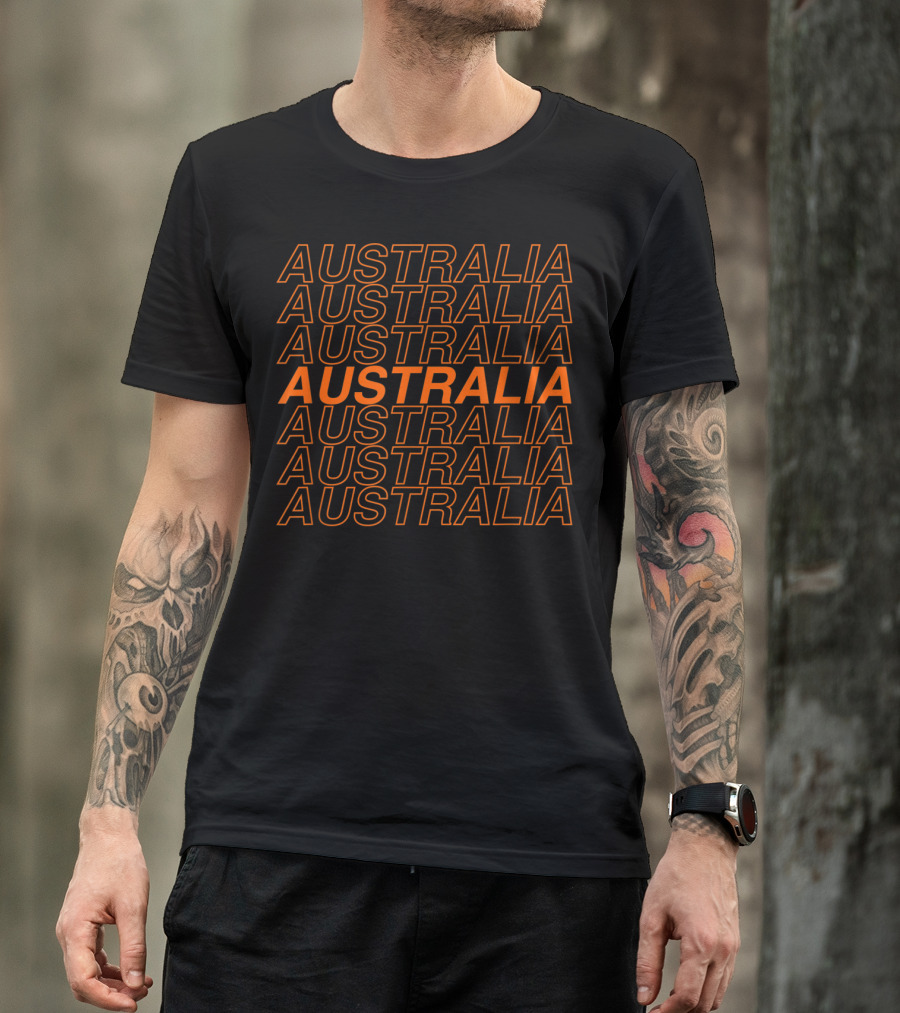 Classic Australia Stacked Text Design Repeated T-Shirt