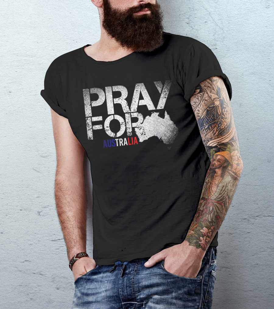Pray For Australia Fire Storm Vintage Grunge Map T-Shirt