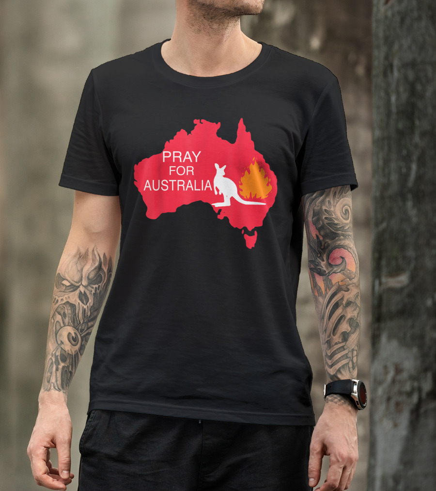 Pray For Australia Kangaroo Fire Map T-Shirt
