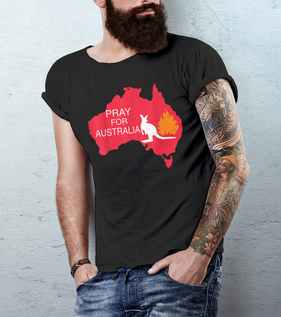 Pray For Australia Kangaroo Fire Map T-Shirt