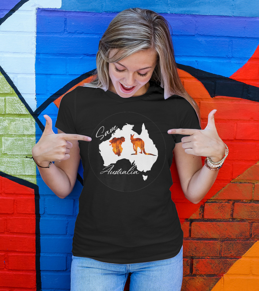 Save Australia Kangaroo And Koala Silhouette Forest Protection T-Shirt