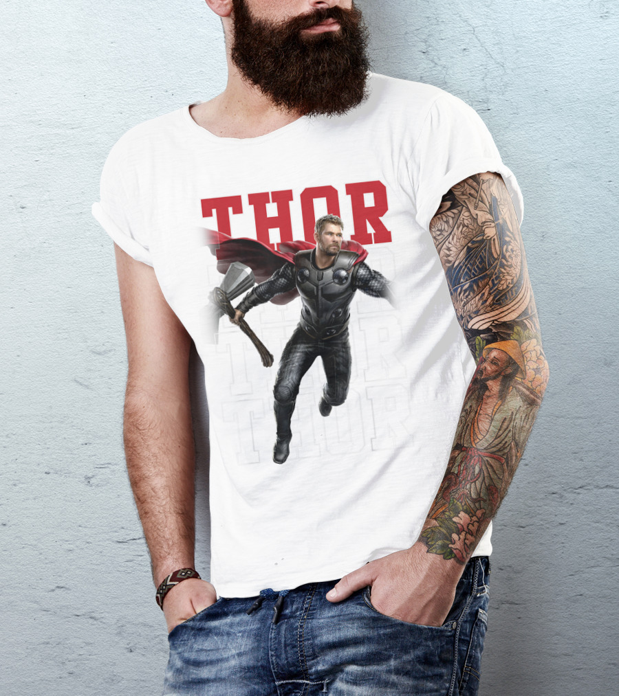 Marvel Avengers Endgame Thor Text Overlay Pose T-Shirt