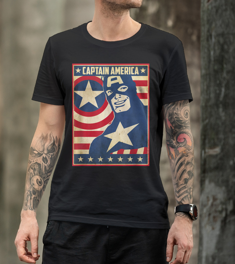 Captain America Avengers Patriotic Star Icon T-Shirt