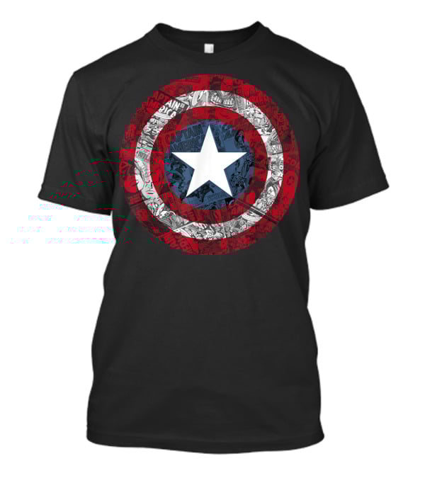 Marvel Captain America Shield Comic Collage Avengers T-Shirt