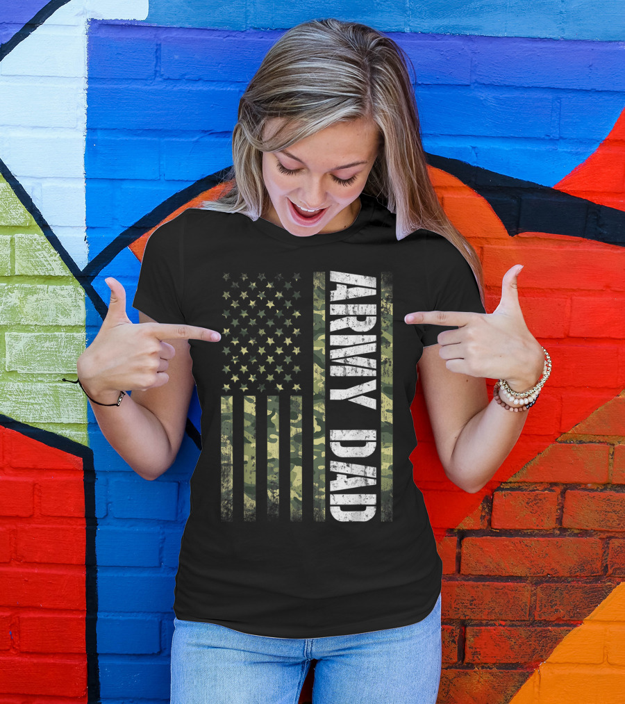 USA Camo Flag Army Dad T-Shirt