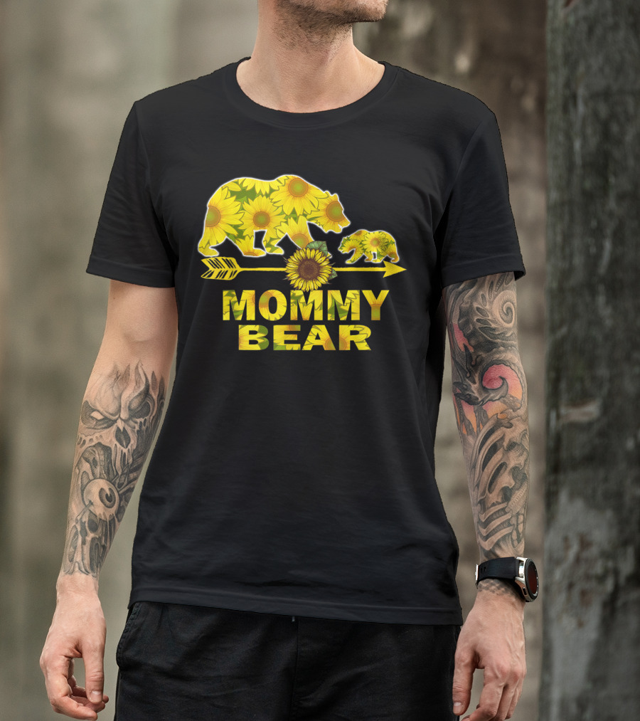 Mommy Bear Sunflower Arrow Mother Father T-Shirt