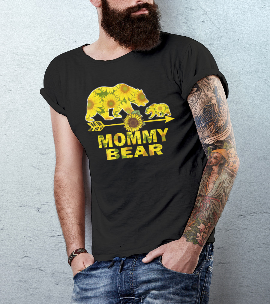 Mommy Bear Sunflower Arrow Mother Father T-Shirt