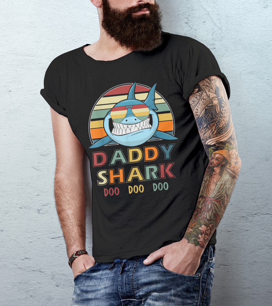 Daddy Shark Doo Doo Doo Retro Vintage T-Shirt