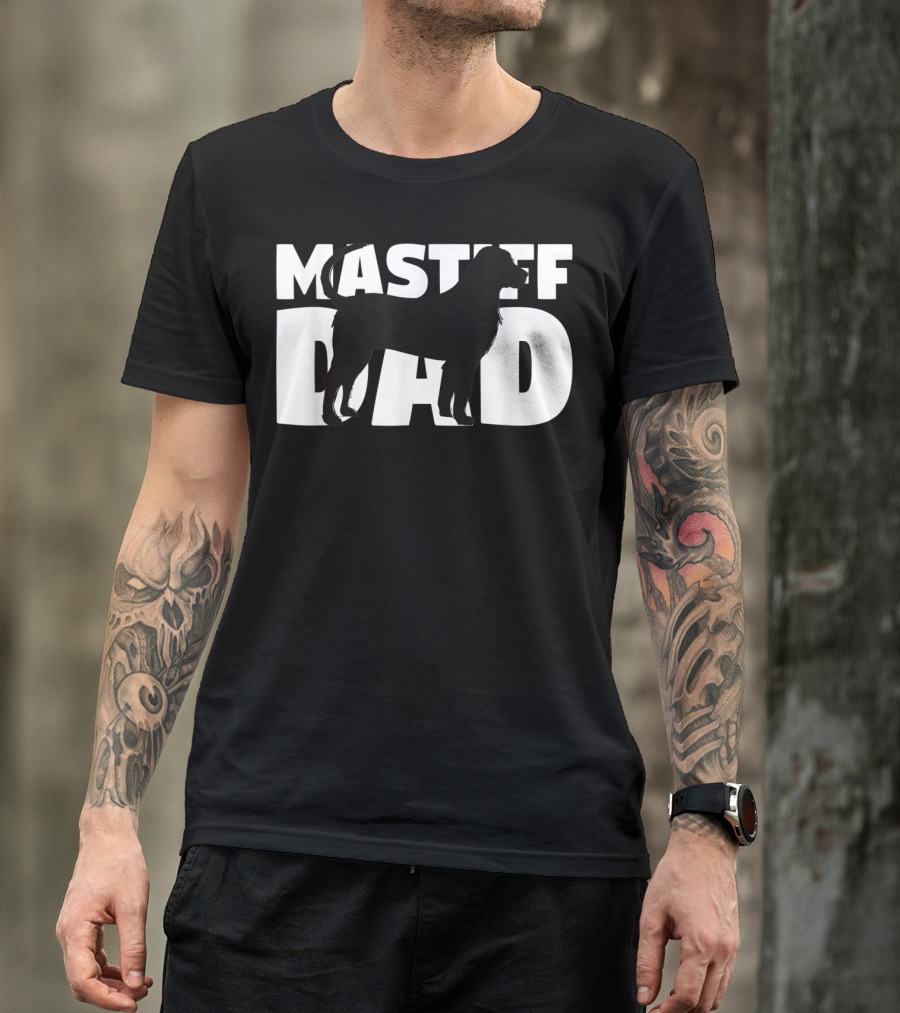 Mastiff Dad Silhouette Design Father's Day T-Shirt