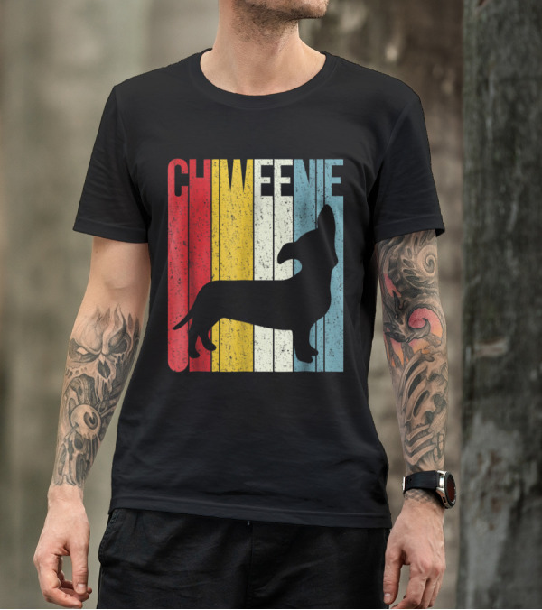 Chiweenie Vintage Striped Cute Dog T-Shirt