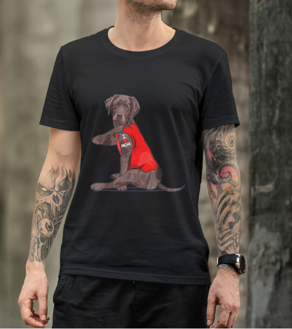 Chocolate Lab Labrador Mom Funny Mama Tattoo I Love Mom T-Shirt