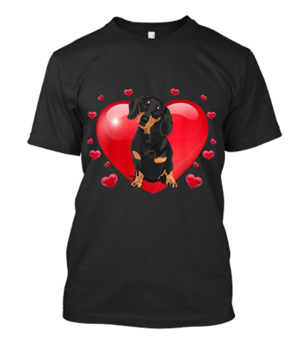 Dachshund In Heart With Valentine Hearts T-Shirt