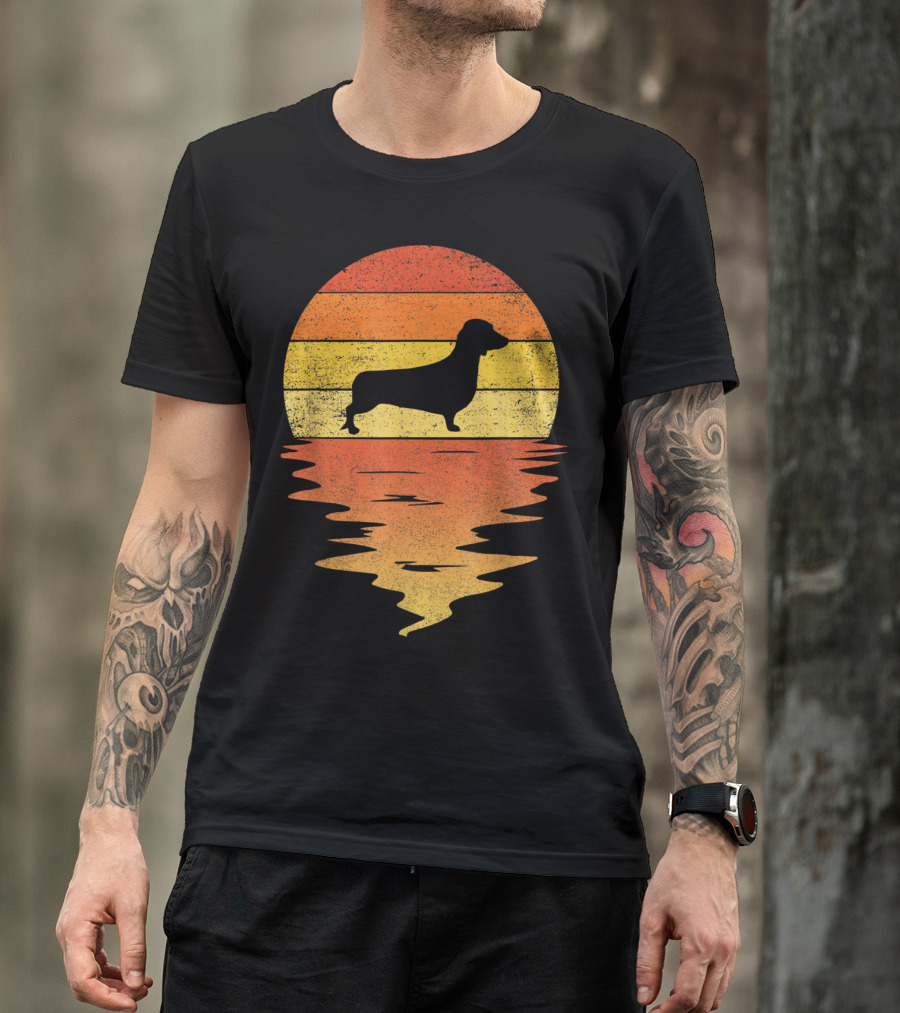 Dachshund Vintage 70s Retro Sunset T-Shirt