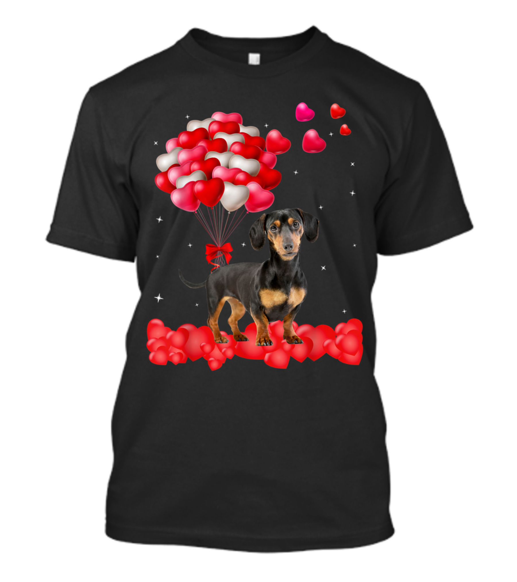 Dachshund Valentine's Day Heart Balloons And Red Ribbon Dog T-Shirt