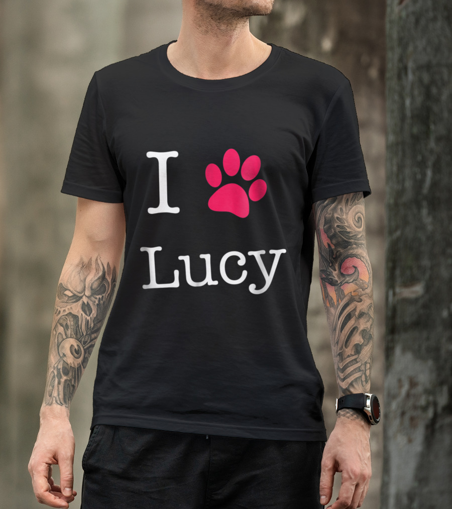 I Love Paw Print Lucy Dog Lovers' Favorite T-Shirt