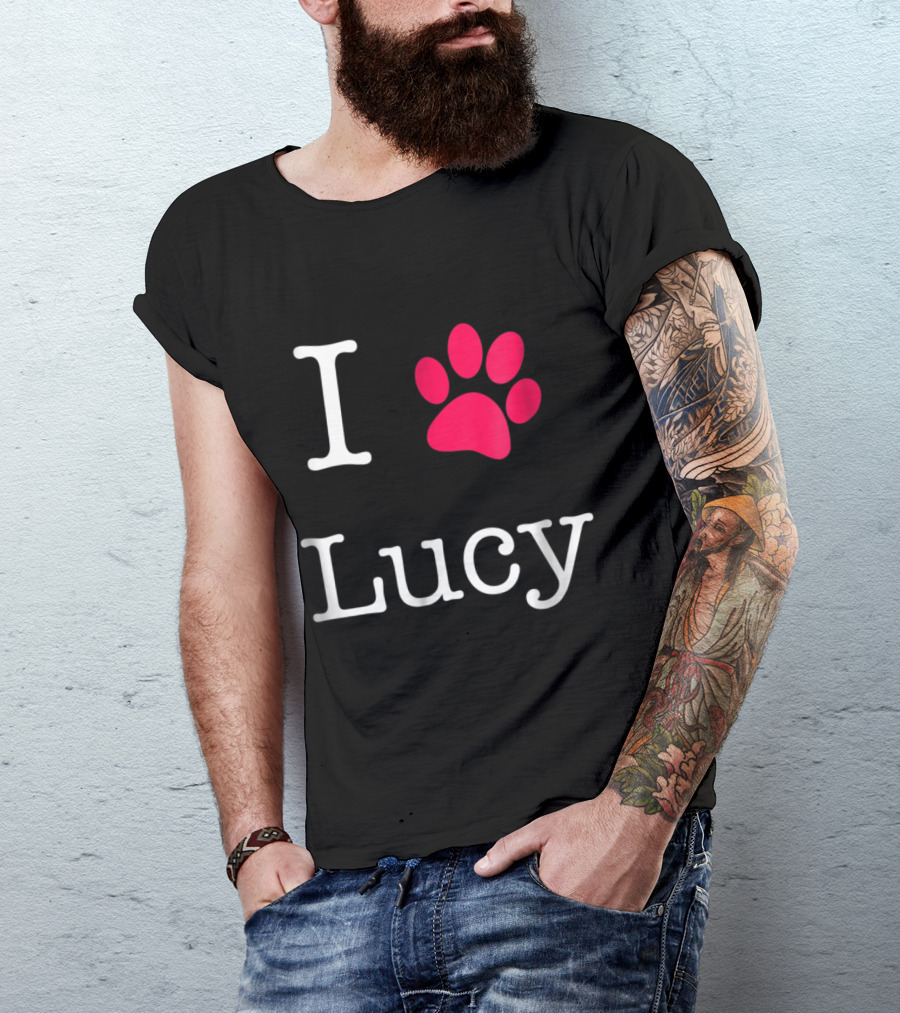 I Love Paw Print Lucy Dog Lovers' Favorite T-Shirt