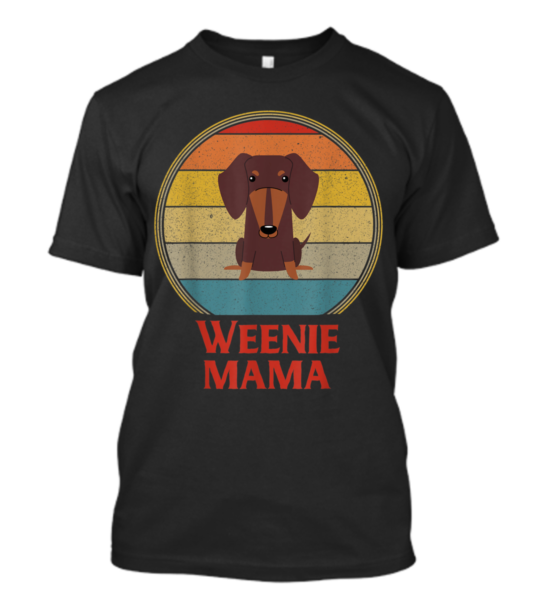 Vintage Weenie Mama Funny Dachshund Retro Rainbow Stripes T-Shirt
