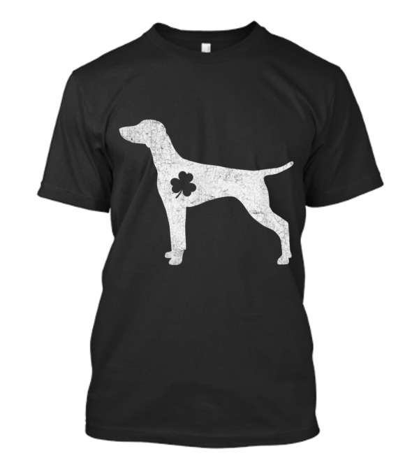 Vizsla Dog Silhouette Shamrock Patrick Day T-Shirt