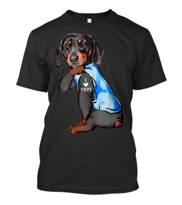 I Love Mom Dachshund Dog Tattoo Women T-Shirt