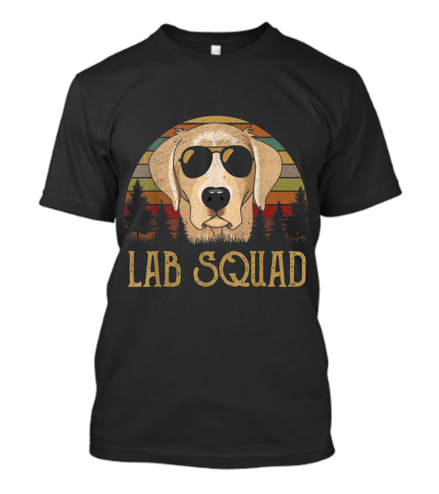 Yellow Lab Squad Retro Funny Labrador Sunglasses T-Shirt