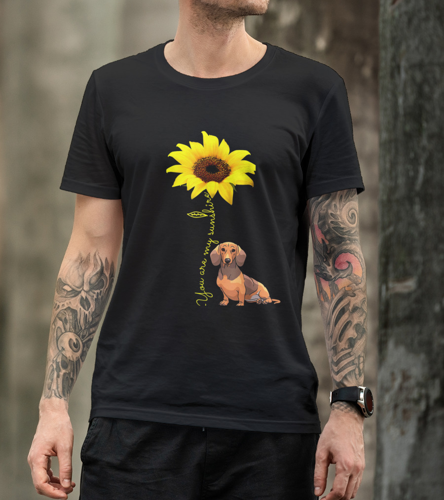 You Are My Sunshine Dachshund Sunflower Doxie Wiener T-Shirt