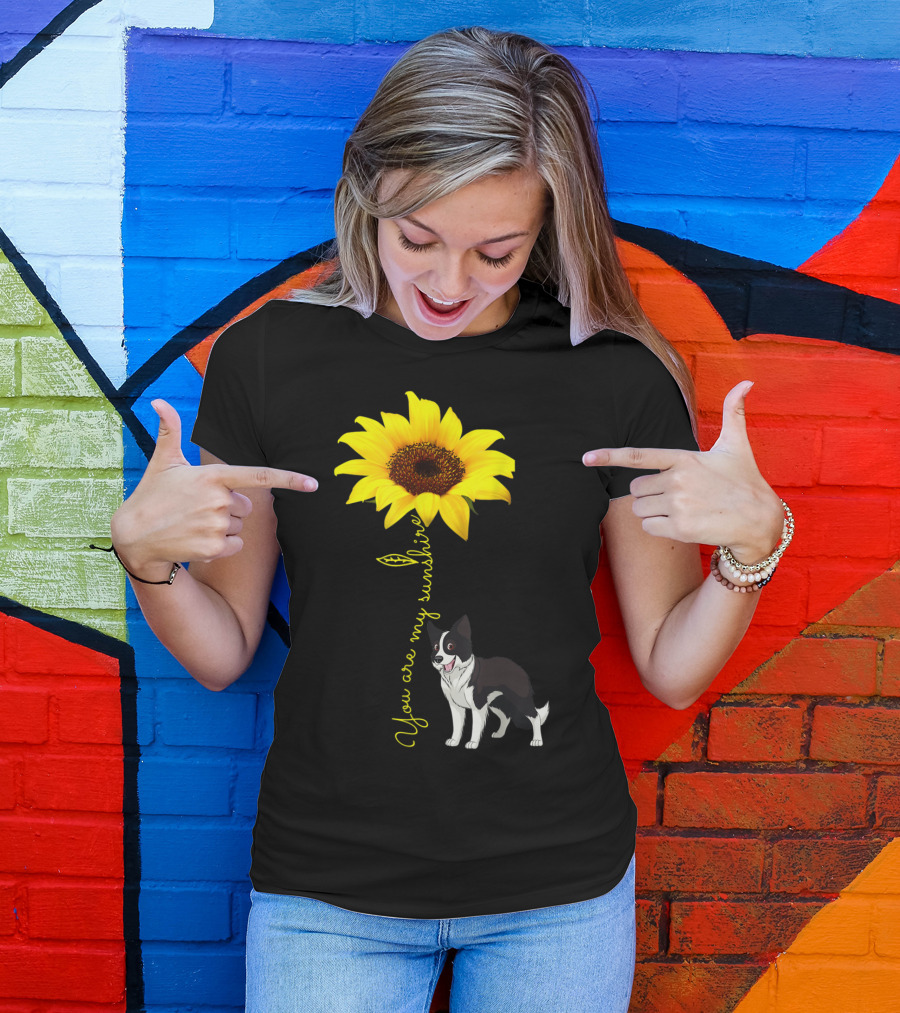 You Are My Sunshine Sunflower Border Collie T-Shirt