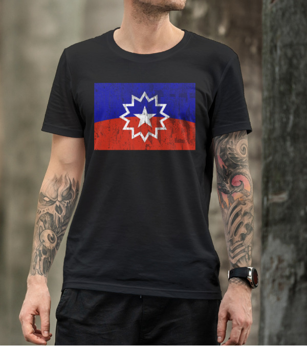 Juneteenth Flag Starburst Symbol On Vintage Style Background T-Shirt
