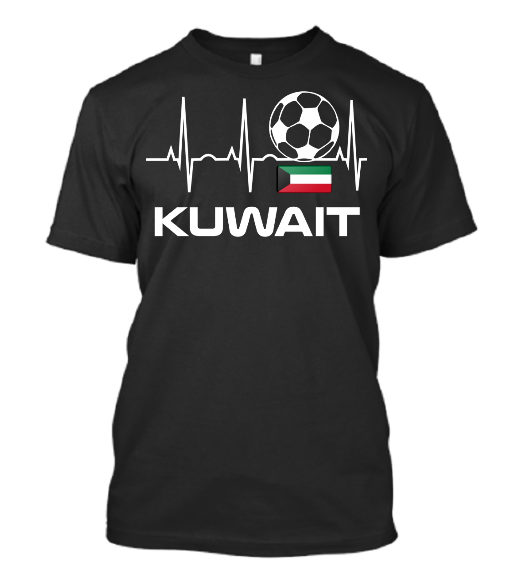 Kuwait Soccer Heartbeat Kuwait Football Flag Soccer Ball T-Shirt
