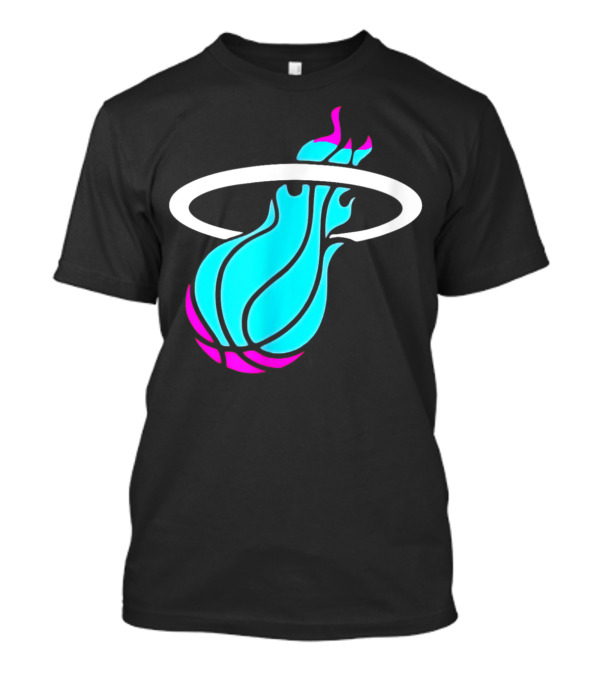 Miami Heat Basketball Neon Vice Flame Ball T-Shirt