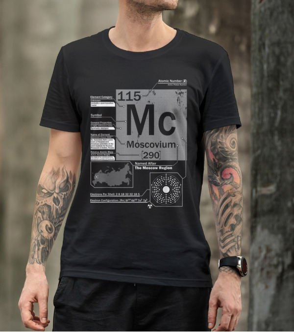 Moscovium 115 Mc Atomic Number Element Category Symbol Map Named After Moscow Electron Configuration T-Shirt